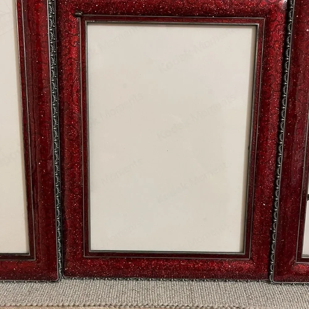 Three burgundy frames
